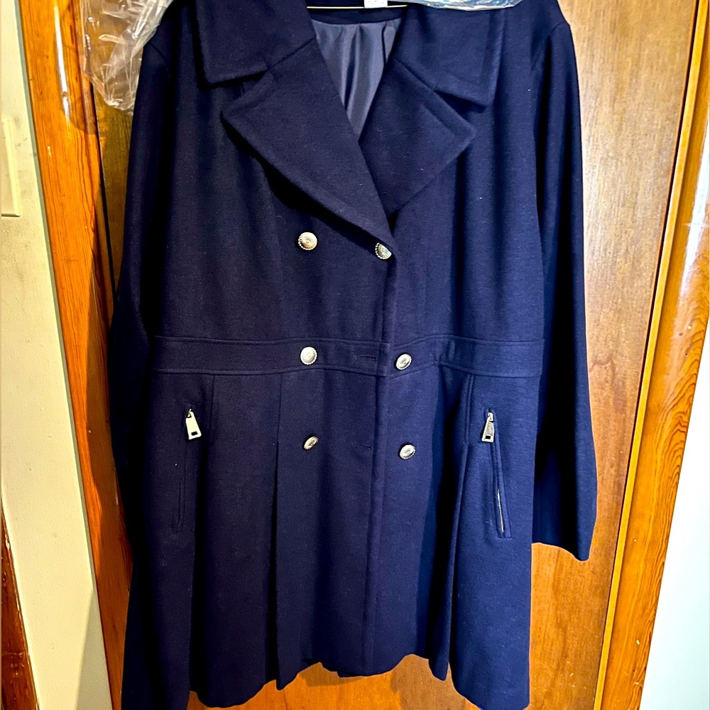 Navy Blue Pleated Peacoat